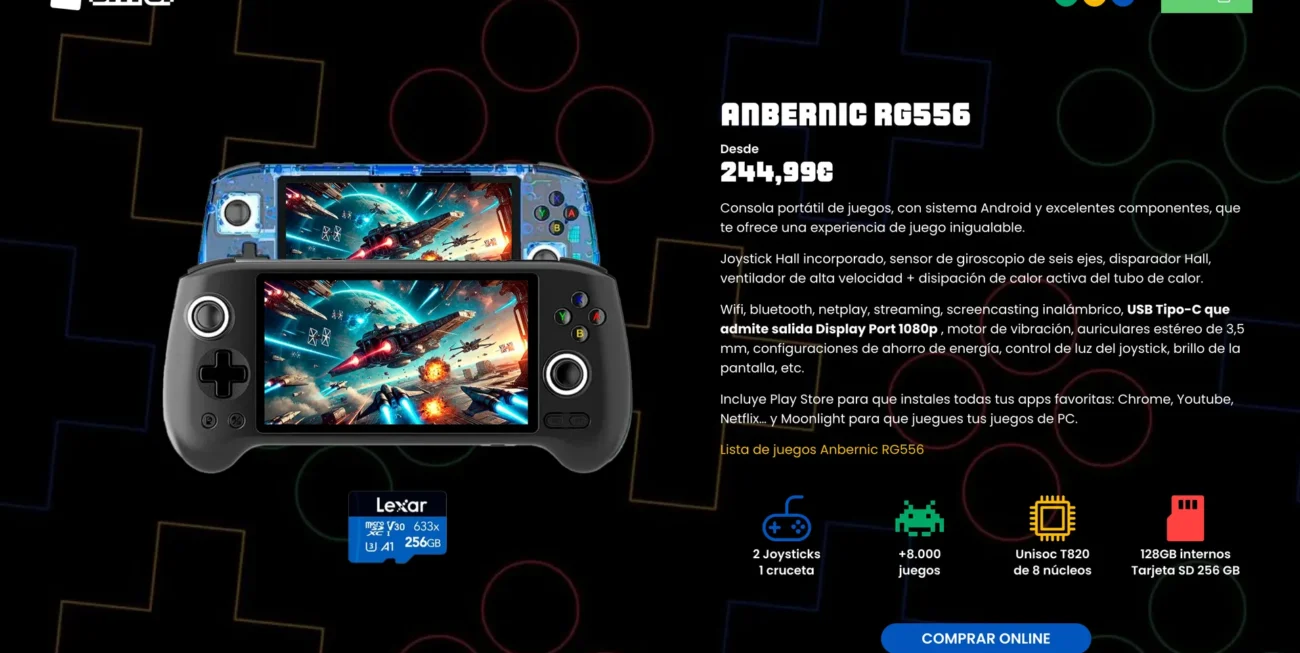 Página web corporativa de la empresa de consolas retro y gaming Bitpop Consolas.