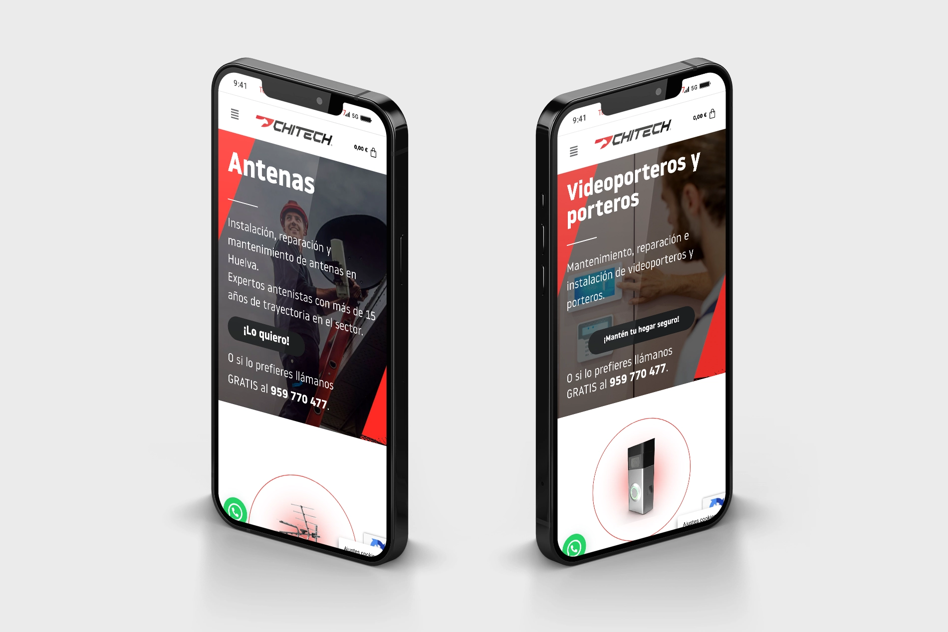 Página web corporativa de la empresa de instalaciones y mantenimientos de comunidades Chitech SL.