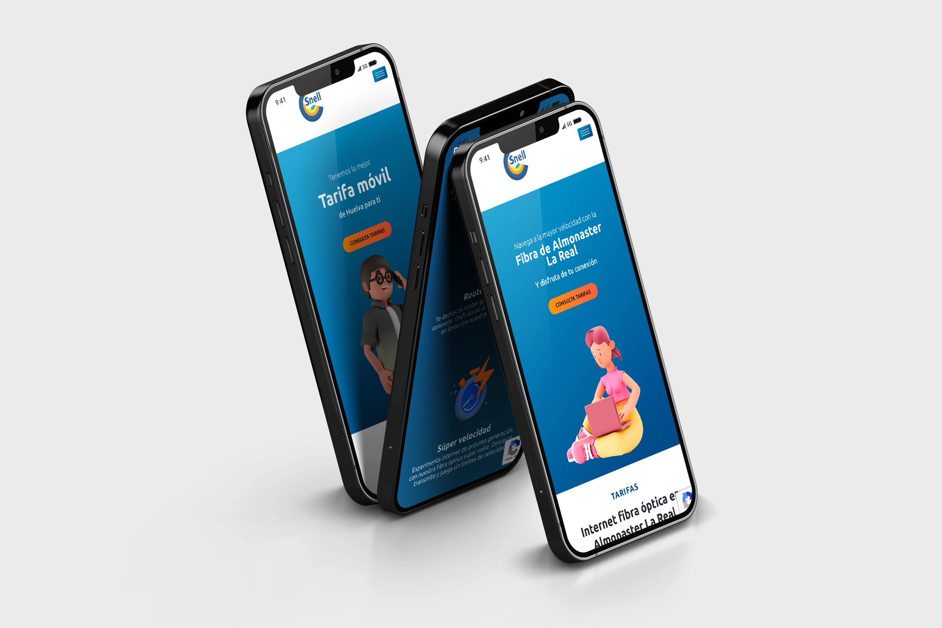 Página web corporativa de la empresa de internet y telefonía móvil Snell Trademark Corporation SL.